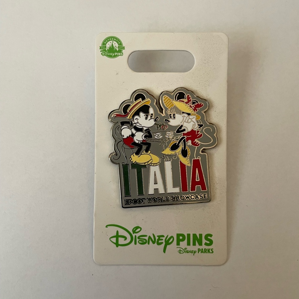 Disney Park Pin Trading Italia Epcot Mickey & Minnie Mouse Enamel Pin